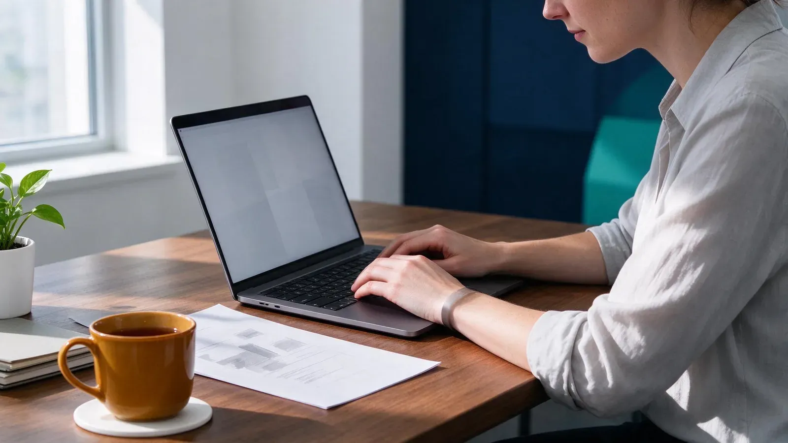 Small business owner checking an AI blog post in the WordPress editor before publishing